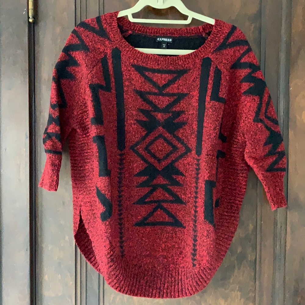 Express Aztec-style Poncho Sweater